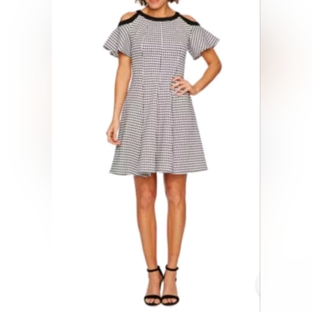 Danny and Nicole Stylish Black and White Checkered Dress Size 10